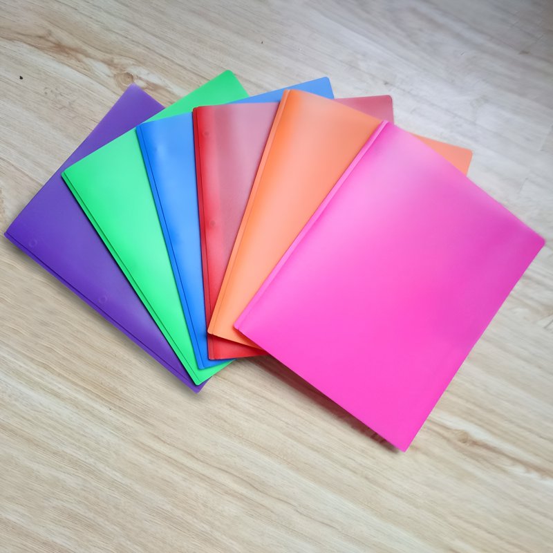 Heavy Duty Plastic File Folders with Clear Front Pocket - 2 Pockets for Office & School Organization