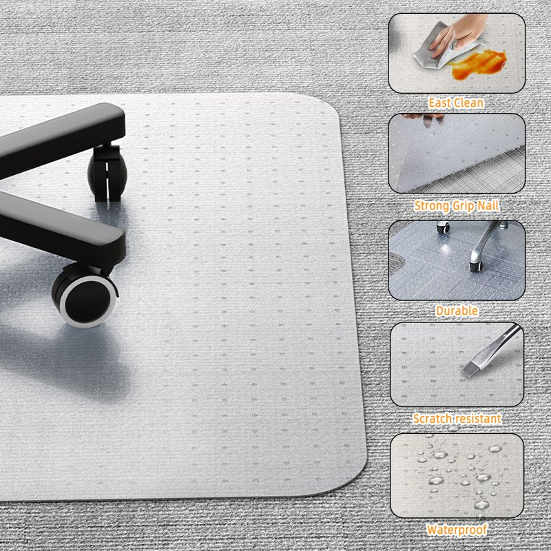 Office Carpet Chair Mat with Lip for Home, 60" x 53"