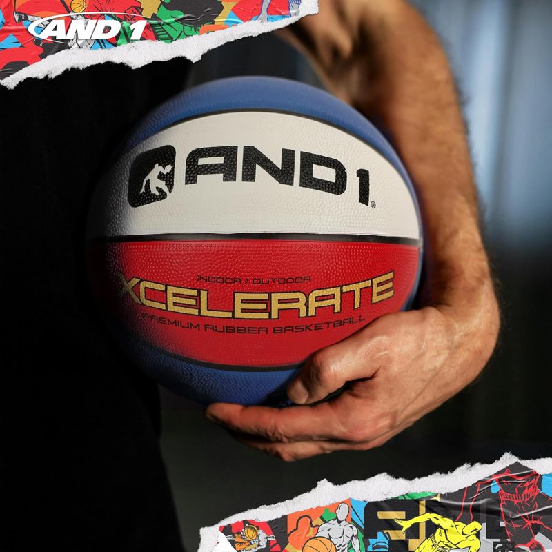 Regulation Size Rubber Basketball for Indoor and Outdoor Play - Deep Channel Grip, Size 7 (29.5")