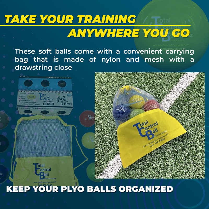Weighted Plyo Balls Set for Baseball Softball Training - 6 Pack