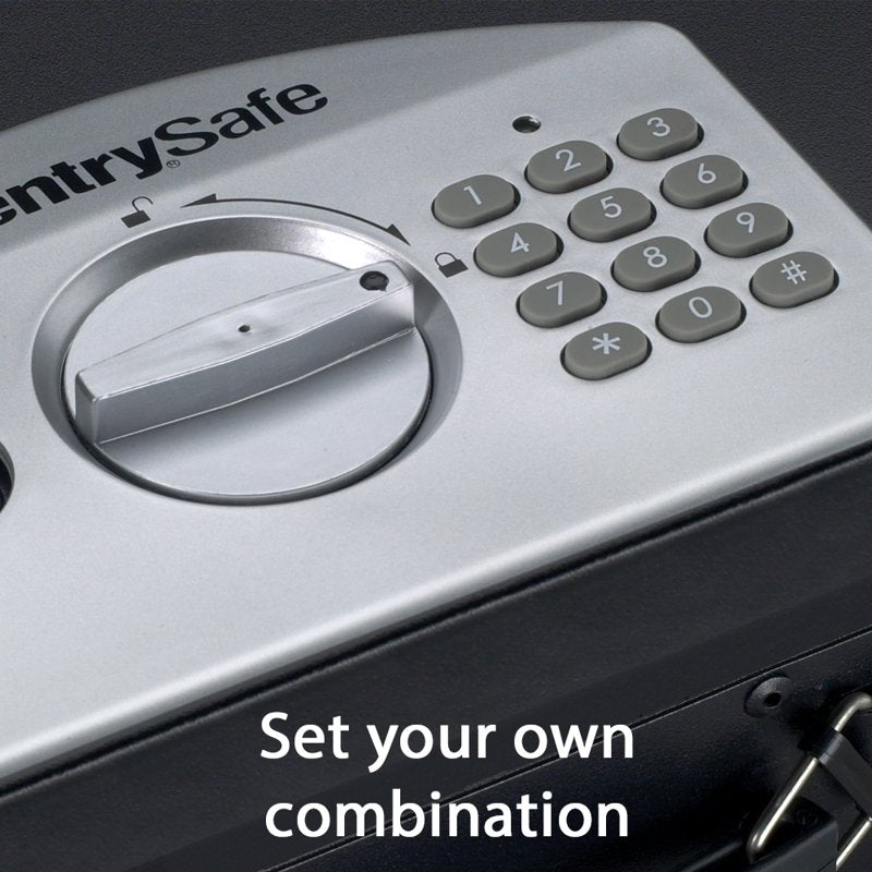 Portable Security Safe with Digital Lock Tether Cable & Handle - Black 10x7.9x2.9 in