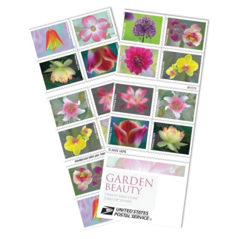 USPS Garden Beauty 2021 Forever Postage Stamp Booklet - 20 First-Class Flowers