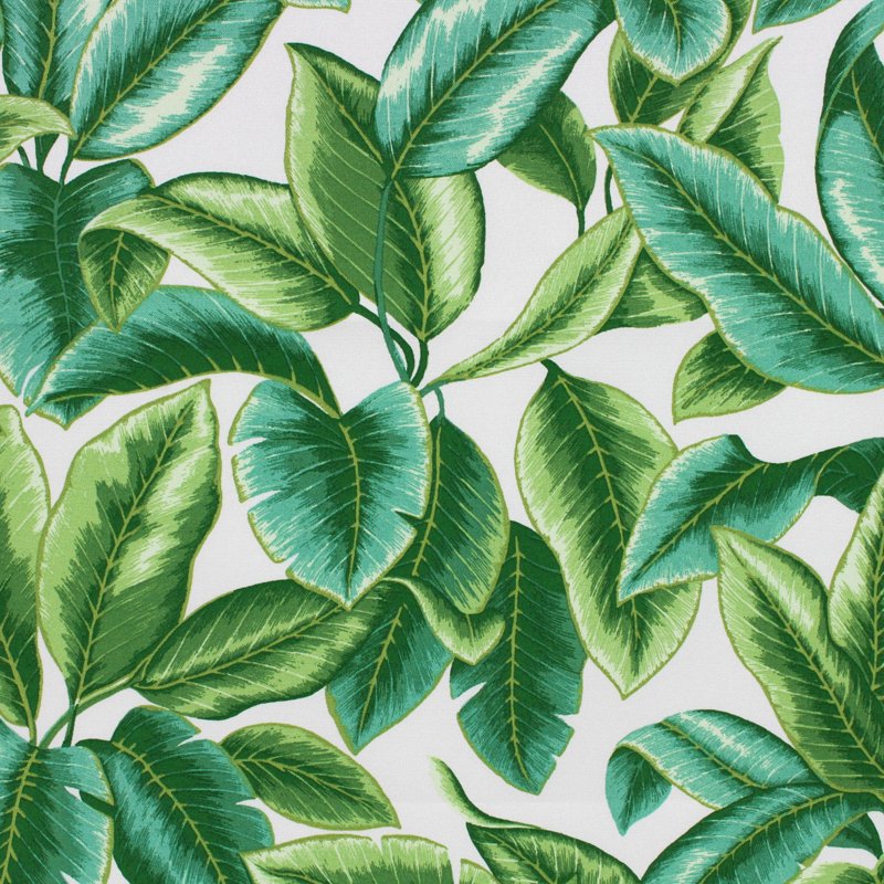 Outdoor & Indoor Leaf Fabric - 2 Yards Green Polyester Home Décor