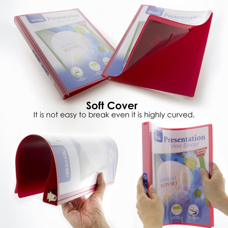 Poly 3-Ring Presentation Binder with Pocket - 6 or 48 Pack, 1/2 Inch