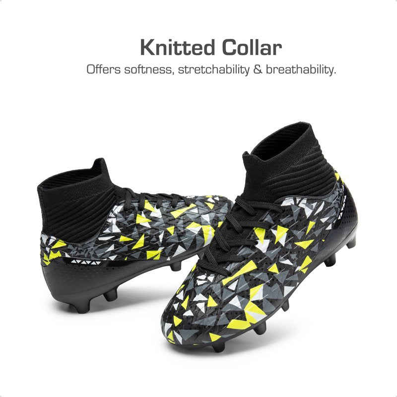 Dream Pairs Boys Soccer Cleats - Youth High Top FG Shoes, Black/Neon/Green