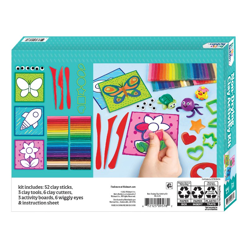Non-Drying Modeling Clay Kit for Kids - 70+ Bright & Glitter Colors, Reusable Arts & Crafts Set