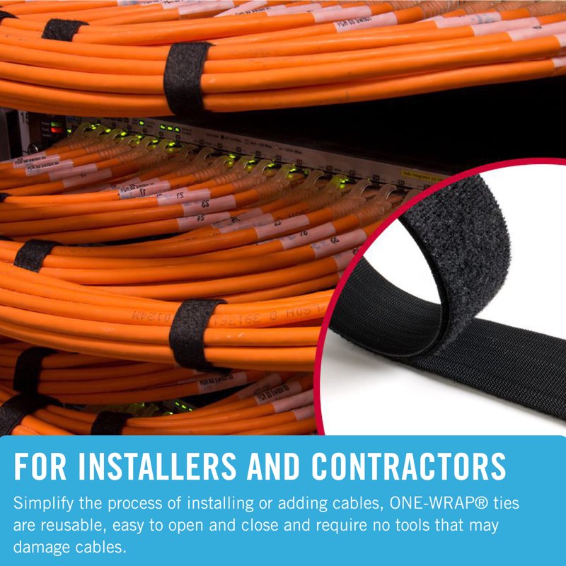 Heavy Duty Self-Fastening Cable Ties Roll 45 Ft - Reusable Bundling Straps Black