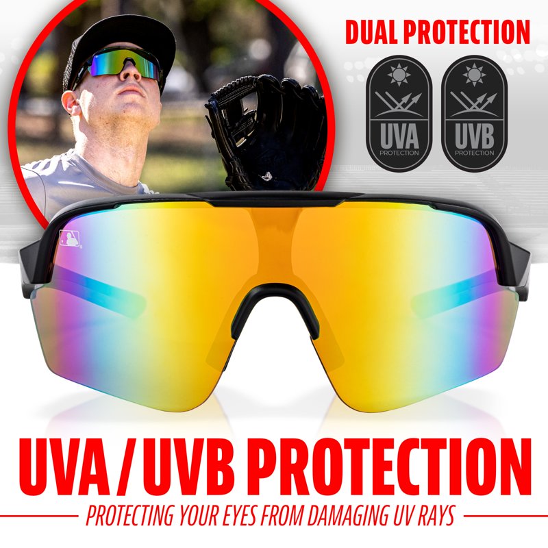 Baseball and Softball Sunglasses for Kids and Adults - UV Protection, Impact-Resistant Lightweight Sport Glasses with Carry Case