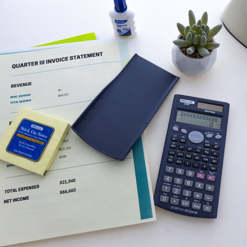 Scientific Calculator with Slide-On Case - 240 Functions, Multiple Sizes