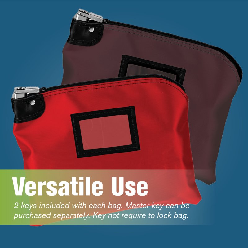 Locking Deposit Bag with Keys - Laminated Nylon Security Courier Bag
