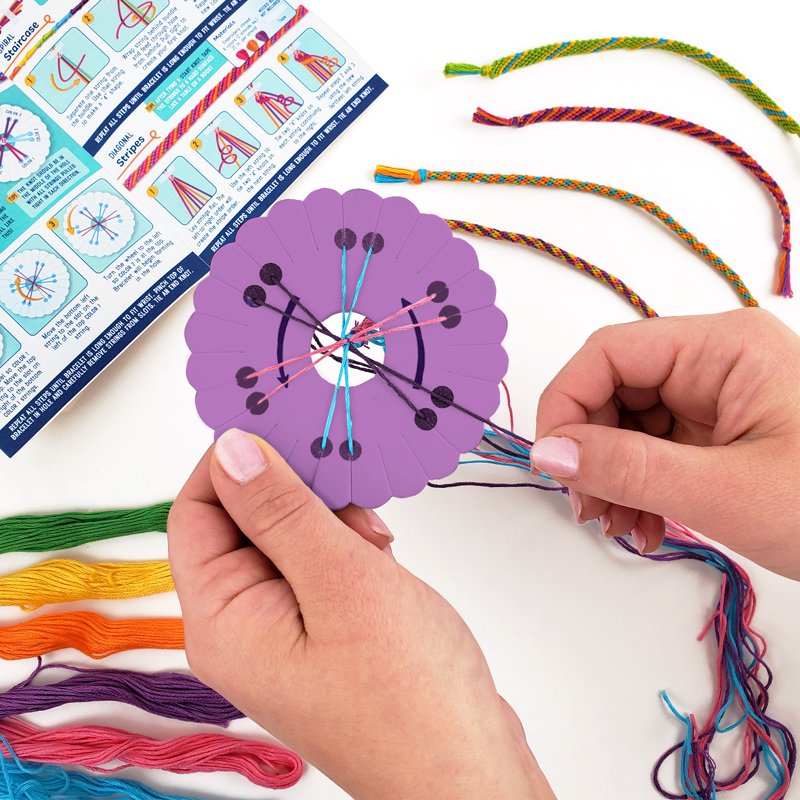 Kids Friendship Bracelet Making Kit with Charms and Colorful Embroidery Floss - 2 Pack