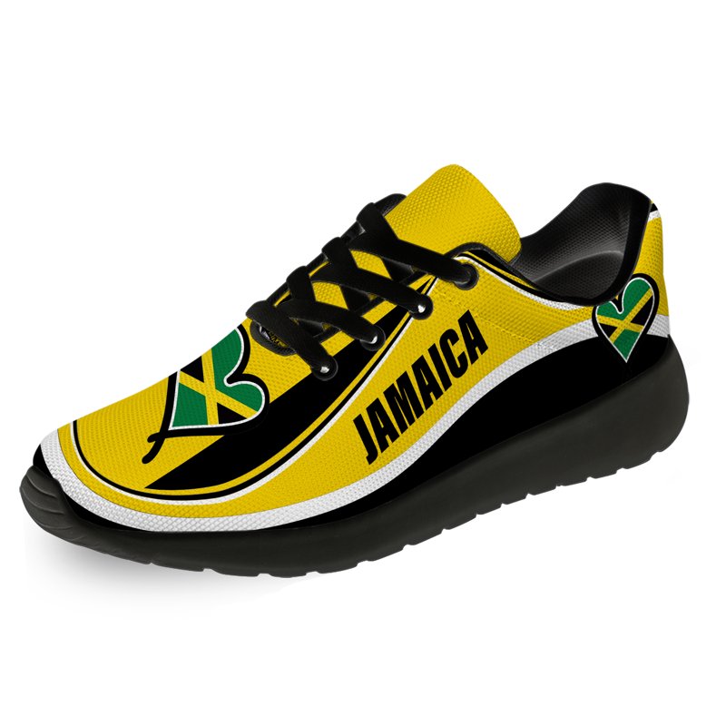 Women's Tennis Shoes with Jamaica Flag - Lightweight Breathable Sneakers - Size 8