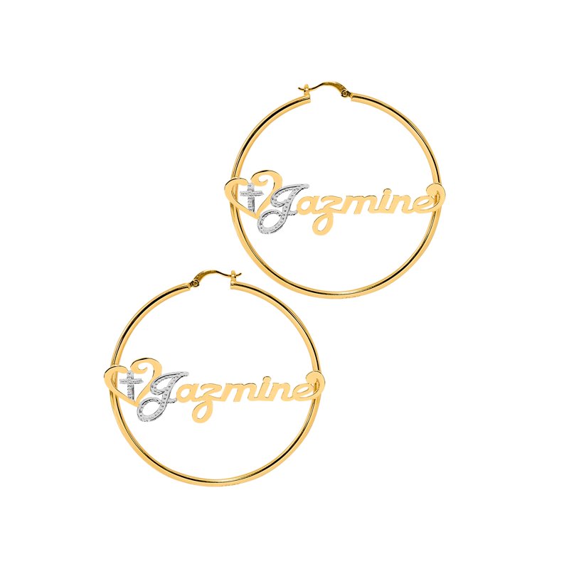Personalized Hoop Name Earrings - Religious Jewelry for Women, Gold or Silver Plated