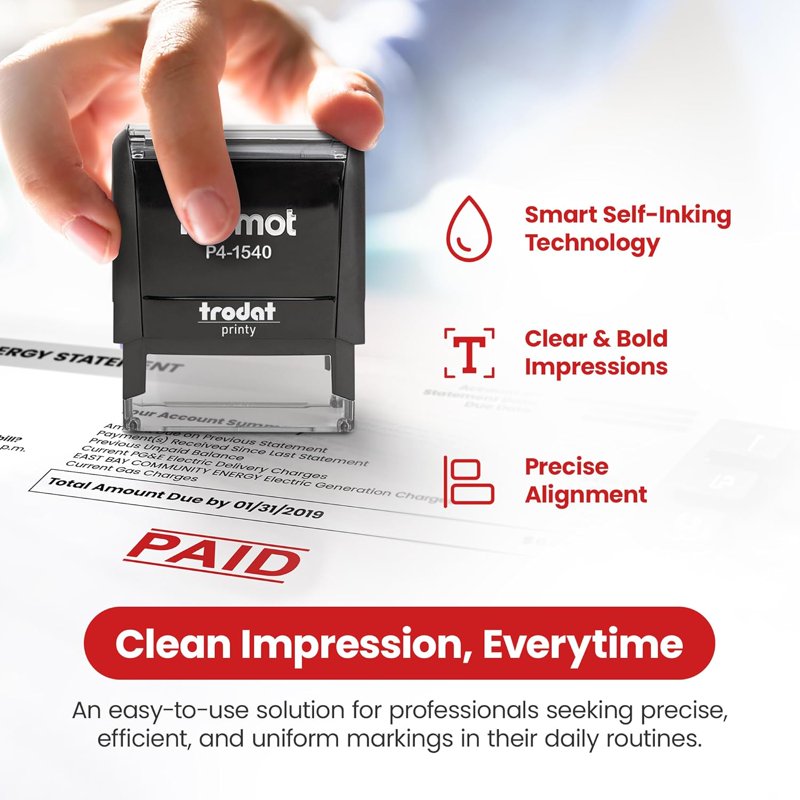Self-Inking Rubber Stamp for Business & Office Use - Promot Paid Stamp