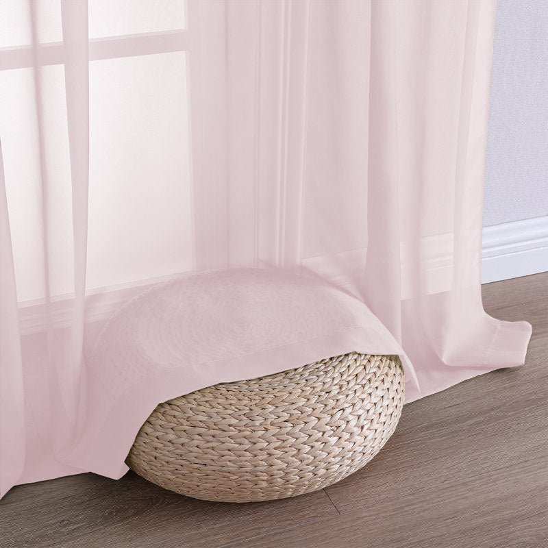 Sheer Curtains 90 Inch Long Set for Living Room & Bedroom - Light & Elegant Voile Drapes