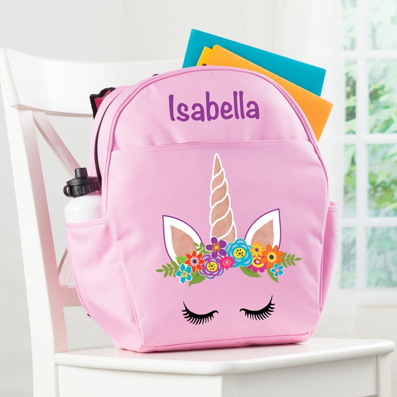 Personalized Pink Unicorn Backpack for Kids with Adjustable Straps - 17x14 Inches