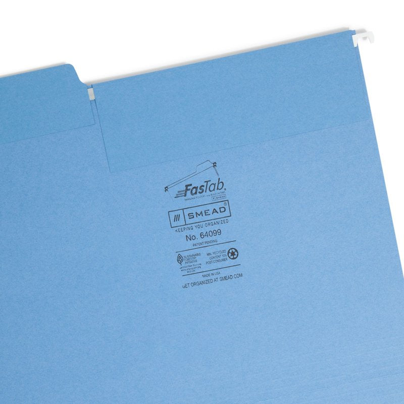 Filing Folders with Built-In Reinforced Tabs - Letter Size, Blue, 20 Pack