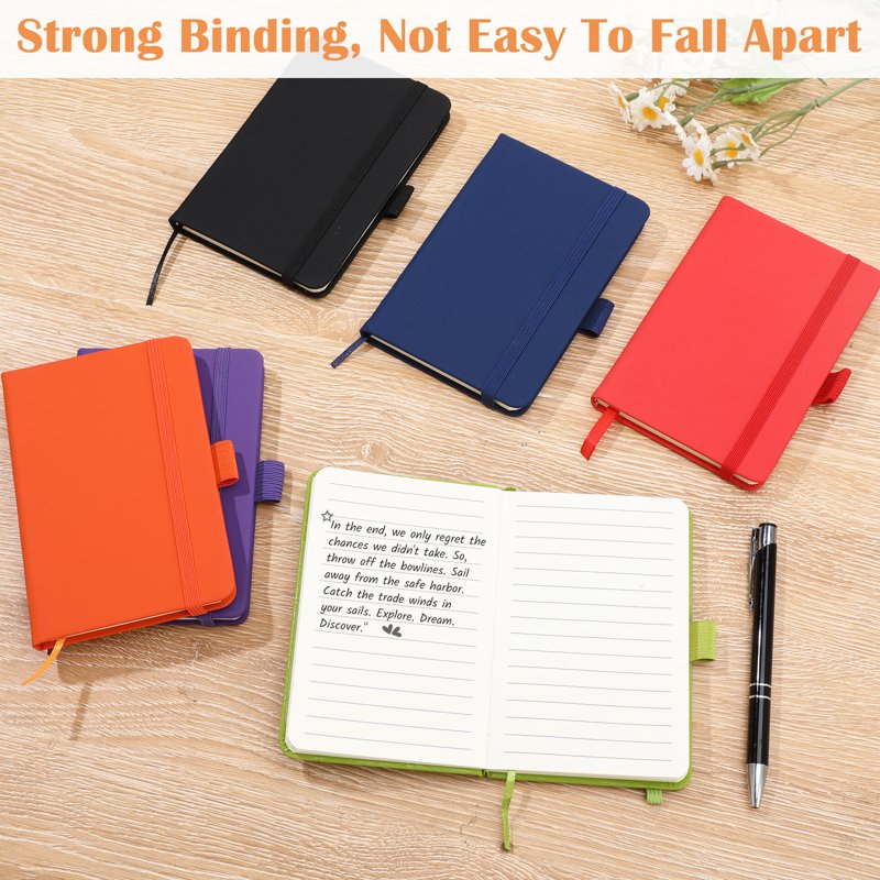 6 Pack Small Leather Pocket Notebooks - Compact A6 Journals for Note Taking