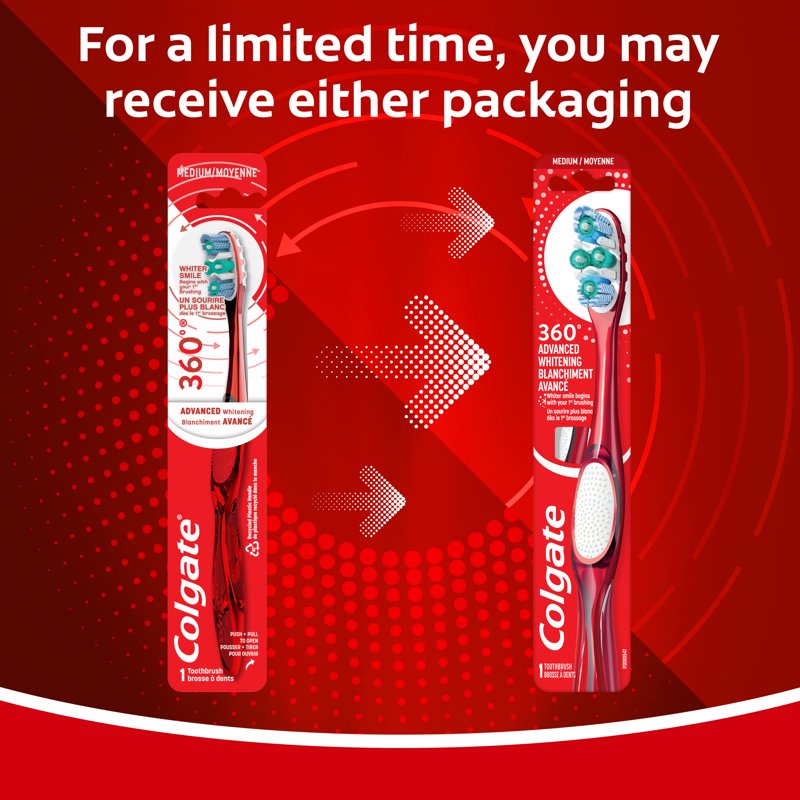 Adult Medium Toothbrush with Whitening & Tongue Cleaner - Recyclable Handle