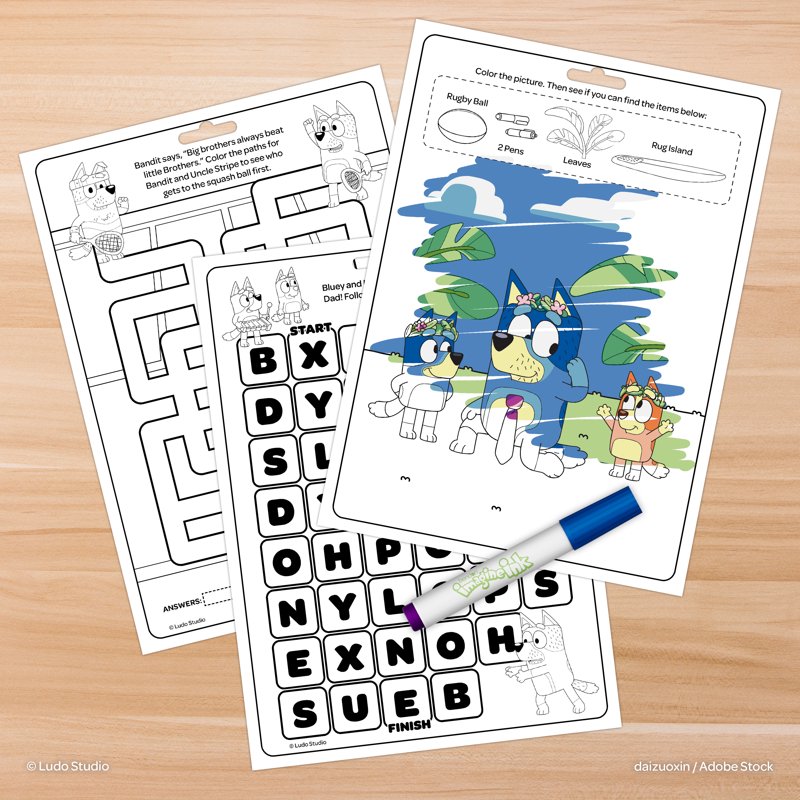 Bluey Imagine Ink Mess-Free Coloring Book with Magic Marker - 10 Pages