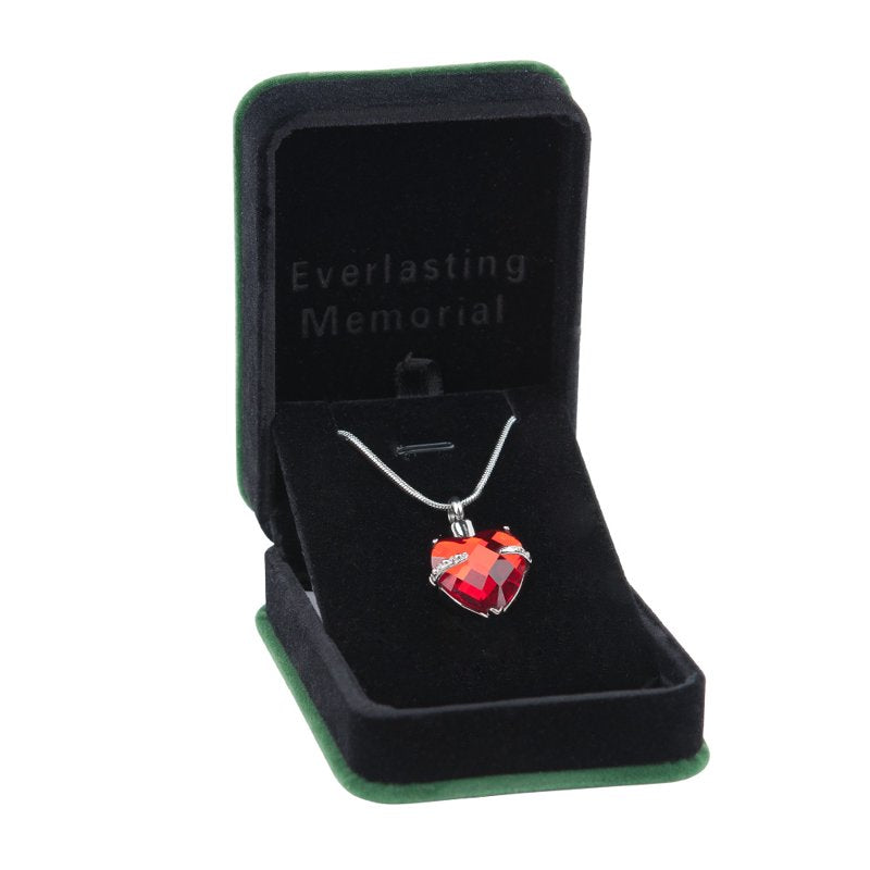 Cremation Urn Necklace for Ashes Heart Memorial Jewelry with Birthstone & Free Funnel Kit