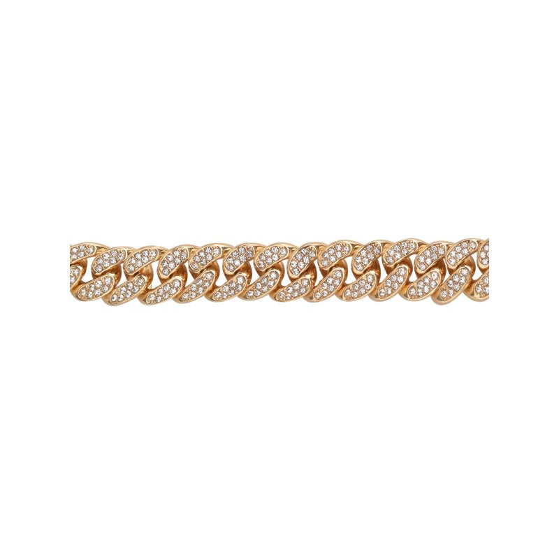 Men's Goldtone CZ Chain Necklace with Curb Style Link and Lobster Claw Clasp