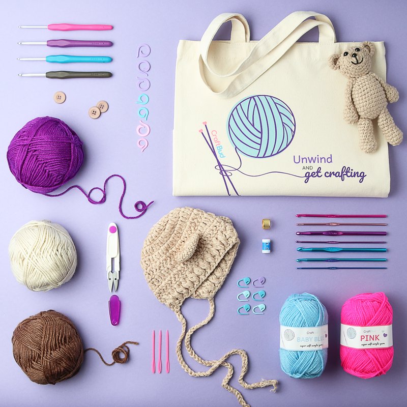 Crochet Kit for Beginners - 73-Piece Yarn & Accessory Set with Tote Bag