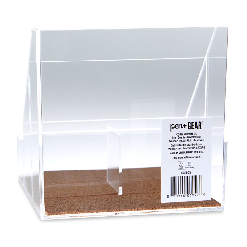Acrylic Cork Desktop Organizer with 4 Compartments - Clear Office Storage
