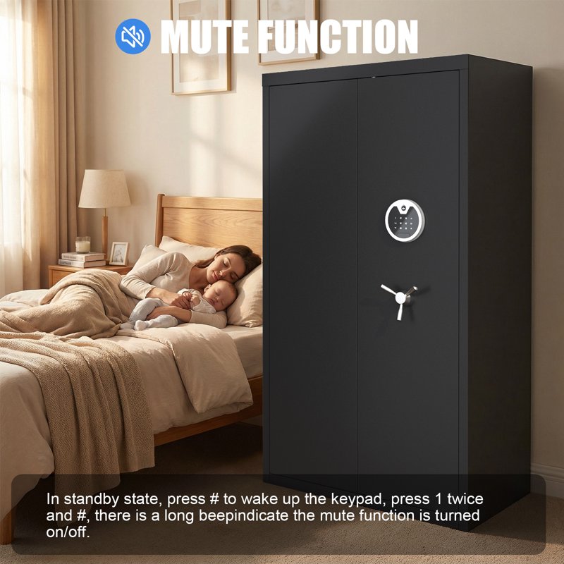 Large Gun Safe 25-40 Capacity Digital Keypad Security Cabinet for Home & Office