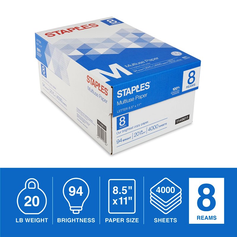 Multipurpose Copy Paper - 8.5x11 Inches, 20 Lb, Bright White, 500 Sheets