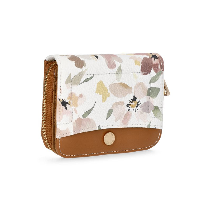 Faux Leather Zip Around Wallet for Women with Floral Print - Compact & Organized