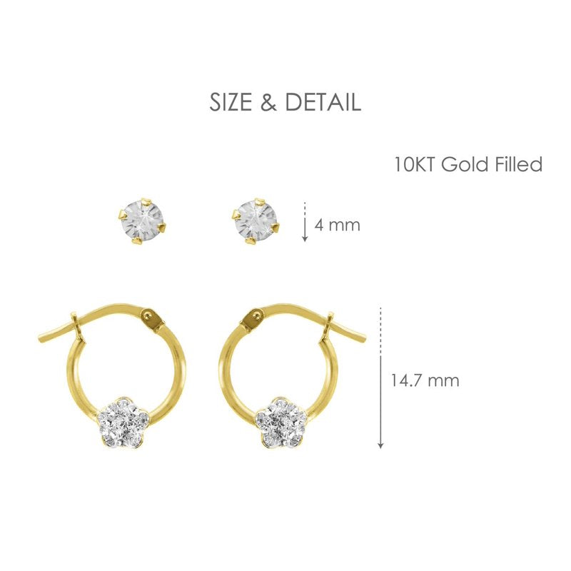 Children's Crystal Earring Set - 10K Gold Filled Hypoallergenic Jewelry