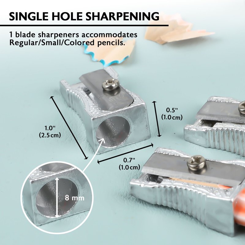 Metal Pencil Sharpener Pack - Durable Single Hole Sharpener for School & Office