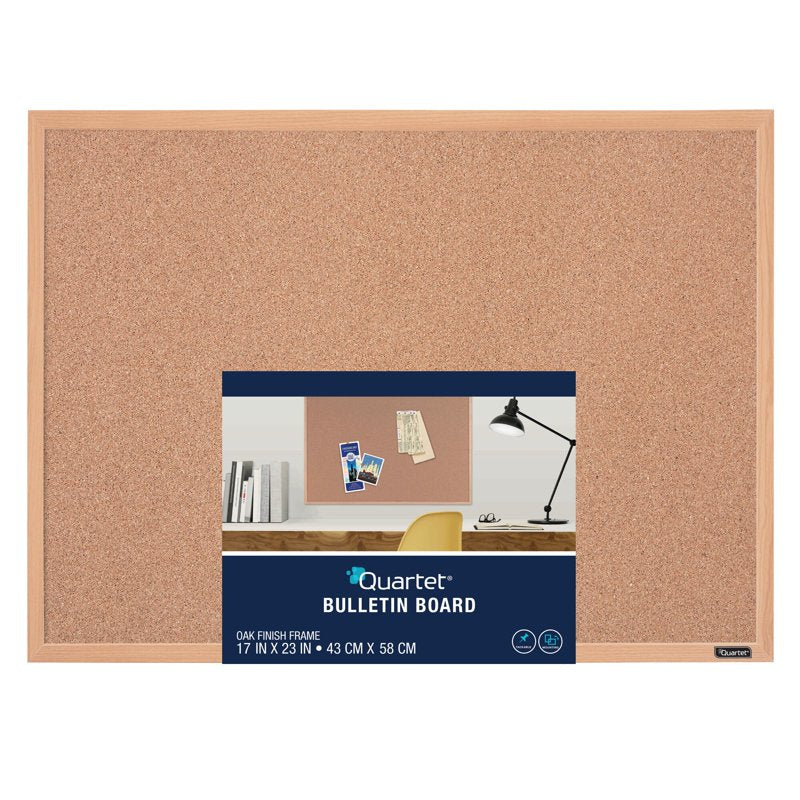 Quartet Cork Bulletin Board 23x35 Inches Oak Finish Frame Office Home