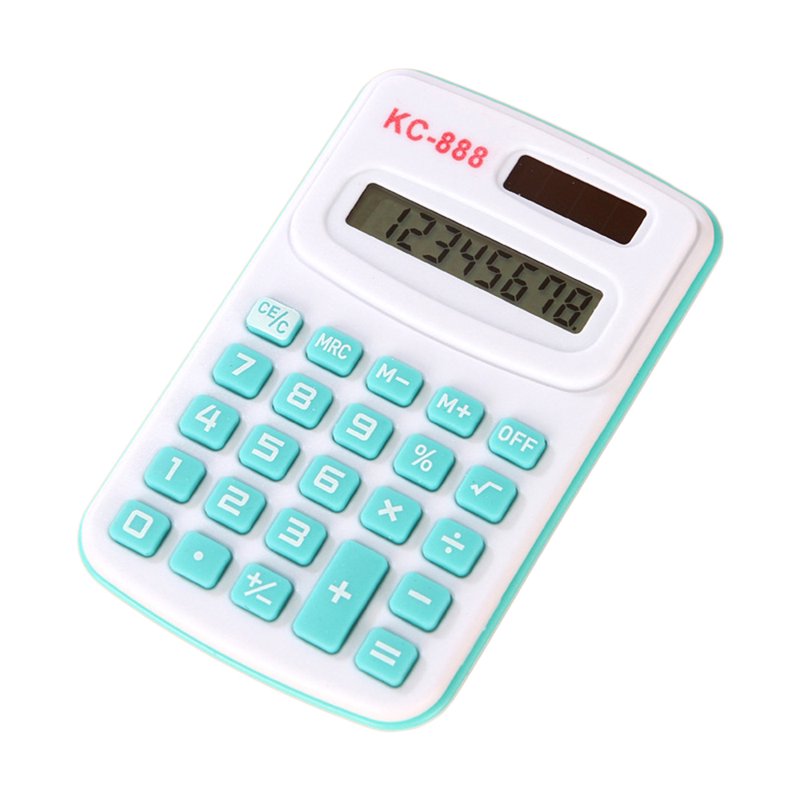 Mini 8-Digit Pocket Calculator with Dual Power Solar Battery Compact Office School