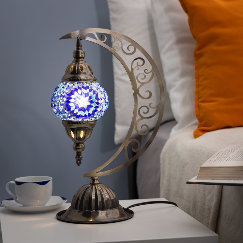 DIY Turkish Mosaic Moon Lamp Kit - Colorful Glass Table Light for Living Room & Bedroom