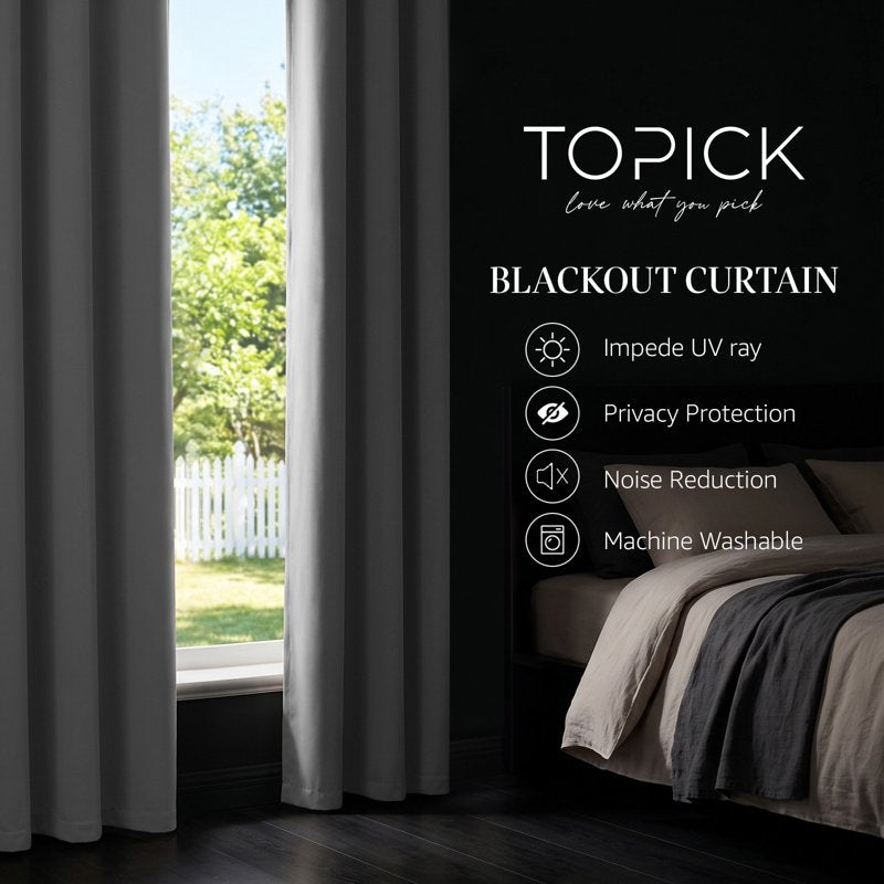 Blackout Curtain Panels Pair - Room Darkening Window Drapes for Home & Bedroom