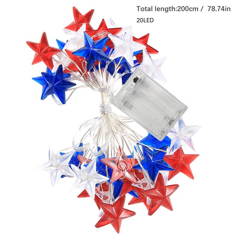 Patriotic LED String Lights for 4th of July Independence Day Outdoor Decoration