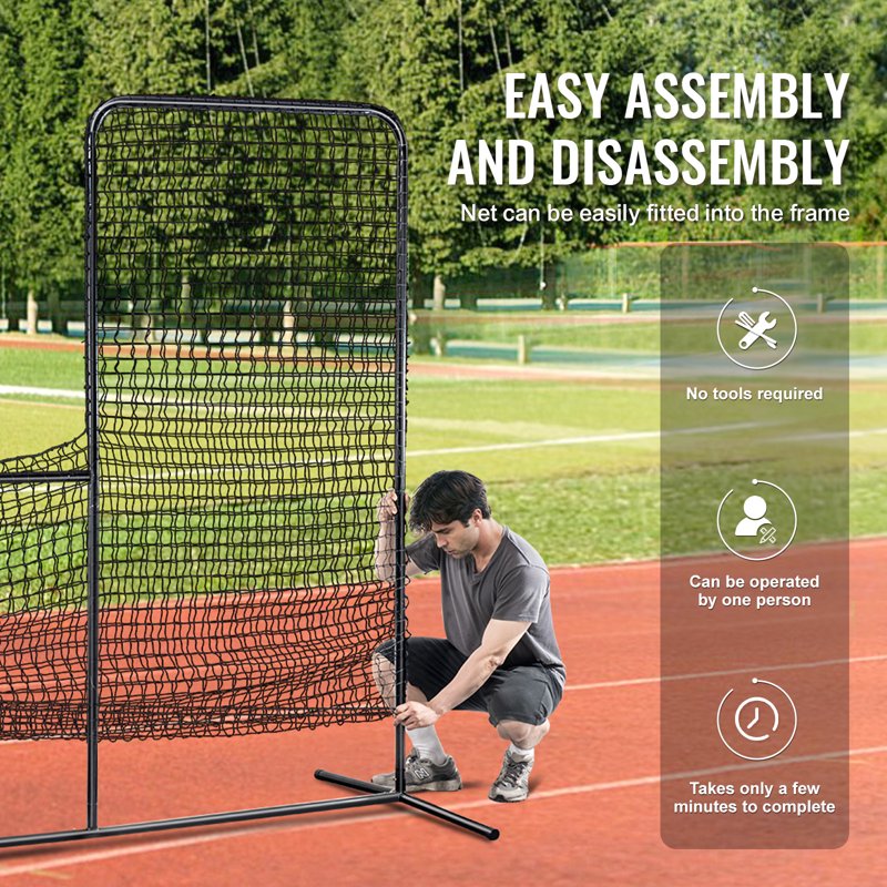 Baseball & Softball Pitching Screen 7x7 ft Portable Safety Net with Carry Bag