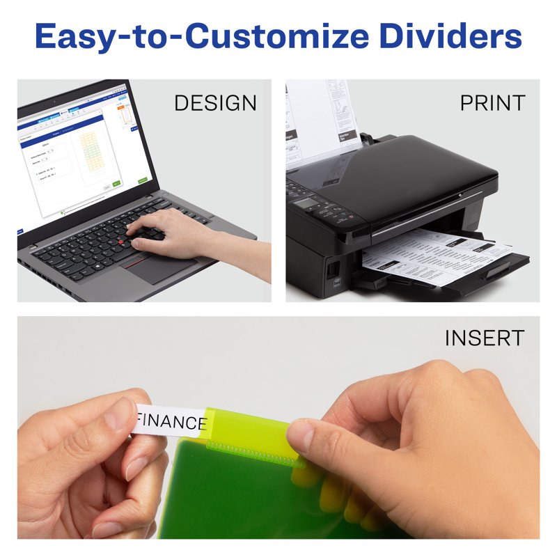 Multicolor Plastic Divider Set with Big Tabs for 3 Ring Binders - 5-Tab, Durable & Insertable