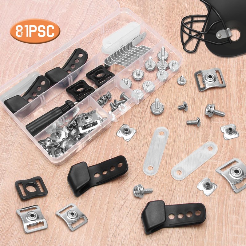 Football Helmet Repair Kit 81 Pcs with Visor Clips & Tools - Helmet Replacement Parts