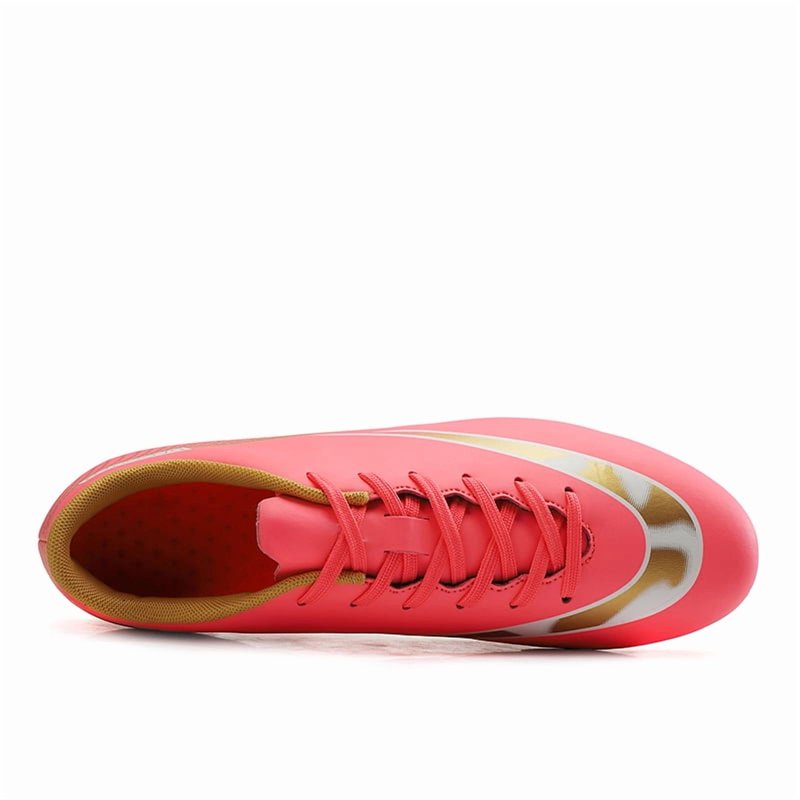 Unisex Leather Soccer Cleats with Lace-Up Closure - Turf Football Shoes, Pink, US Men 4.5 / Women 5.5