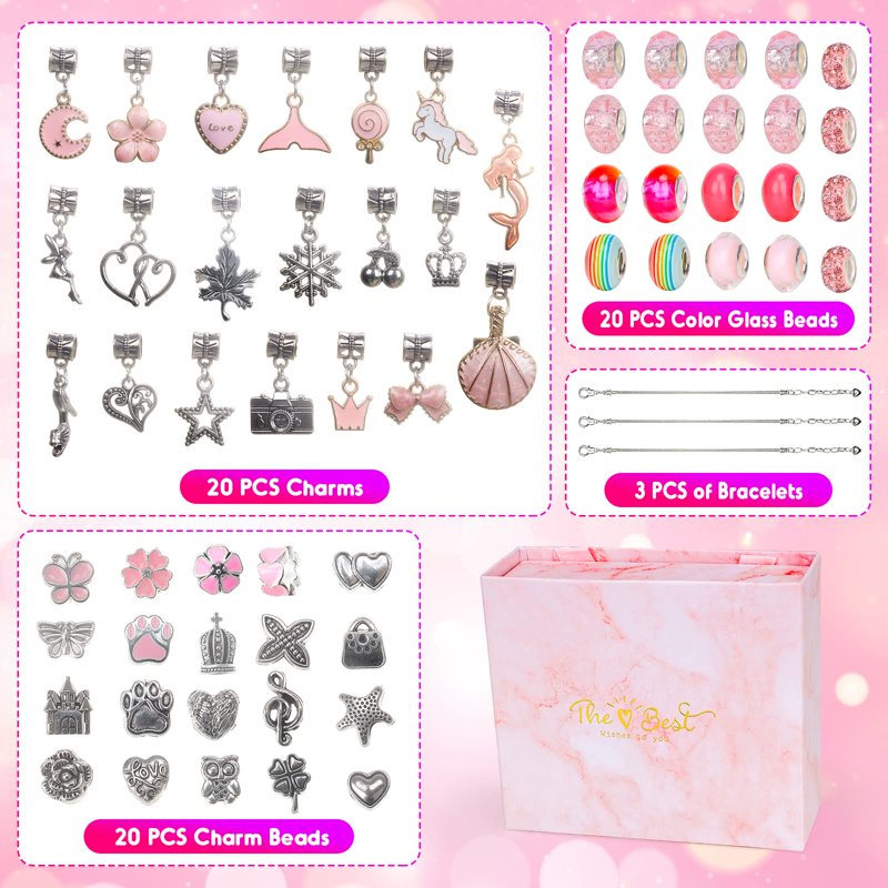 Kids Jewelry Making Kit for 5-12 Year Old Girls - DIY Charm Bracelets Set