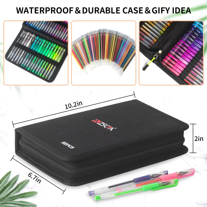 Gel Pens Set with 60 Colors & Refills for Art & Journaling – Smooth Fine Tip, Non-Toxic