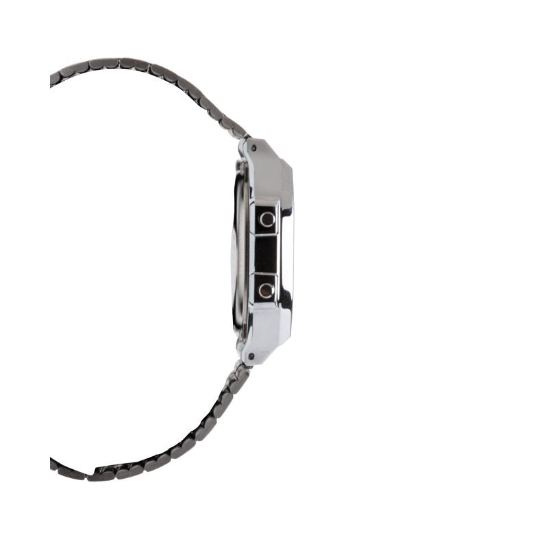 Men's Stainless Steel Watch with Digital Features - Silver & Black