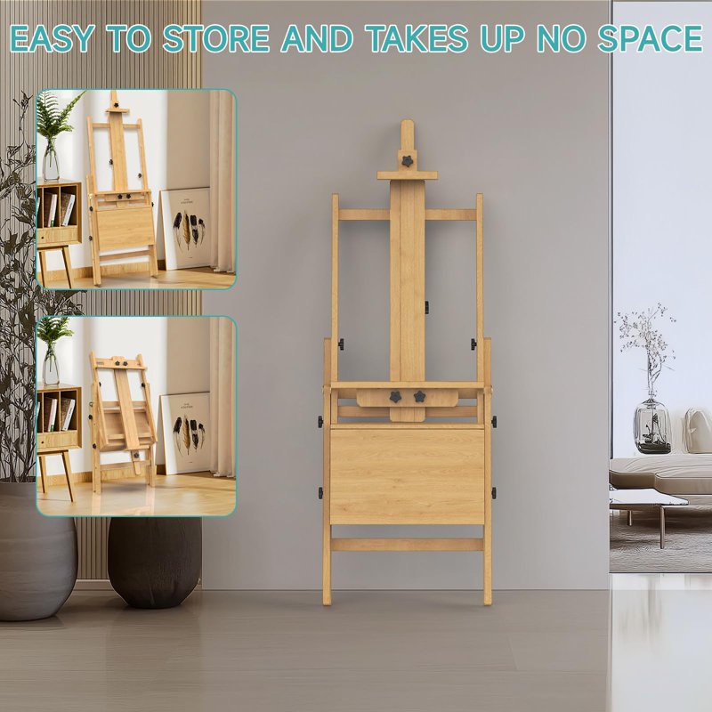 Large Beech Wood Artist Easel for Painting - Adjustable Studio Stand with Drawer & Storage Tray, Holds Up to 48 Inches
