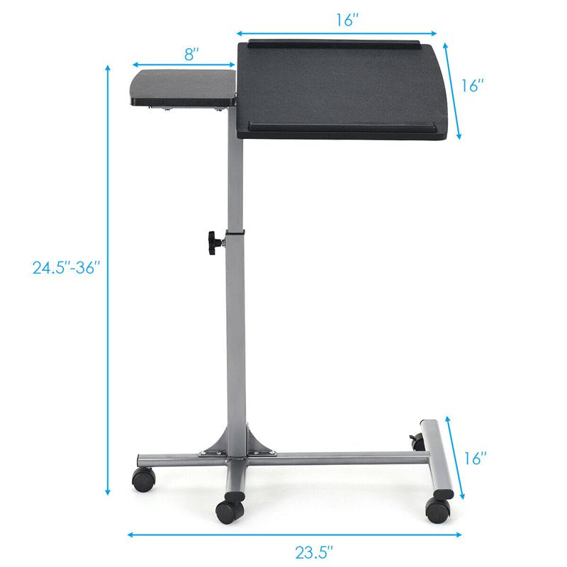 Height Adjustable Standing Laptop Desk Cart with Lockable Wheels