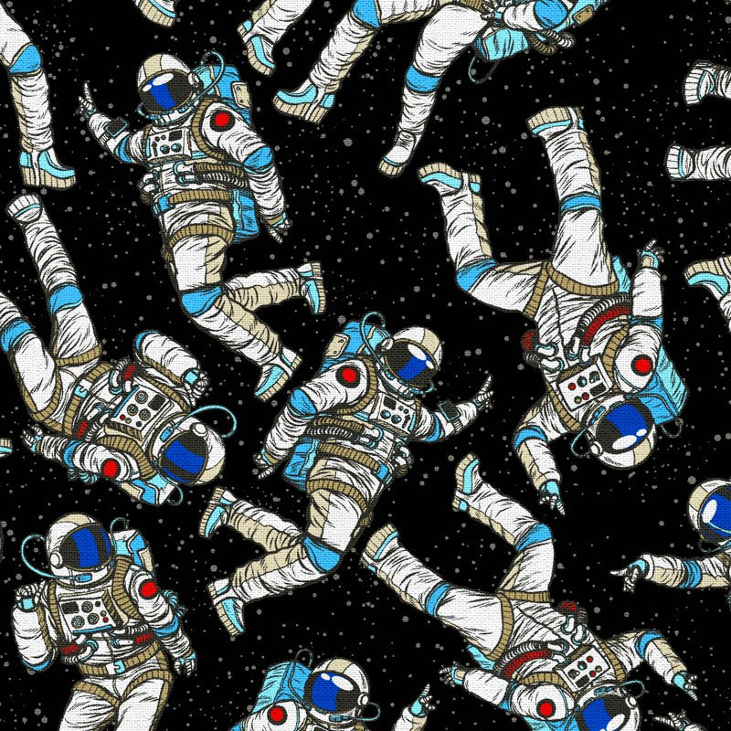 Cotton Astronaut Fabric Half Yard Black 42 Inch for Sewing & Crafting