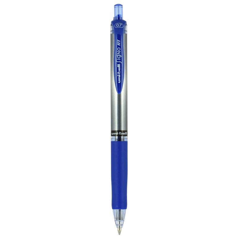 Gel Pen Set 12 Pack - Medium 0.7mm Blue Ink Retractable Pens with Rubber Grip