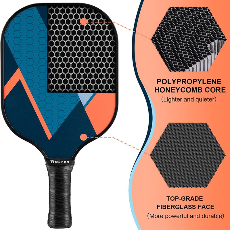 BEIVES Orange Variation 4-Player Pickleball Paddle Set with 4 Balls & Carry Bag